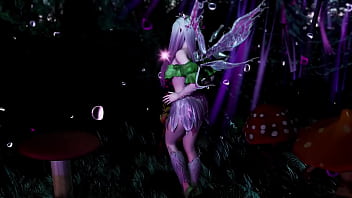 Naive pale skinned fairy gracefully posing in a elven woodland alone