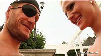 Blonde Dirty Tramp Gets Down On Her Knees To Give Blowjob thumbnail