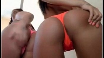 Sexy lesbians brunette touching on webcam