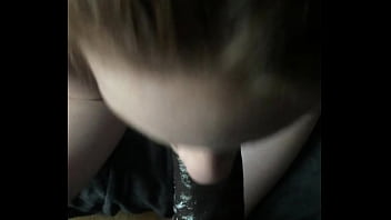 White giel sucking black dick