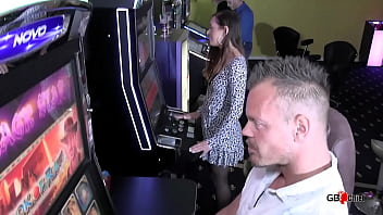 Public blowbang blowjob session skinny girl casino for money