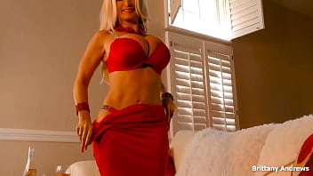 Blonde hottie brittany andrews masturbates and moans in sexy red lingerie