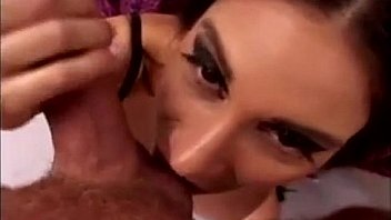 Big titty cocksucker gets a load on her face