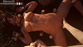 Lara from tomb rider ist getting hold to the ground and pounded