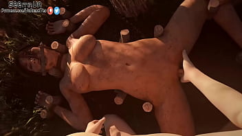 Lara from tomb rider ist getting hold to the ground and pounded