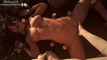 Lara from tomb rider ist getting hold to the ground and pounded