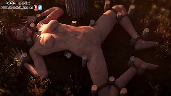 Lara from tomb rider ist getting hold to the ground and pounded