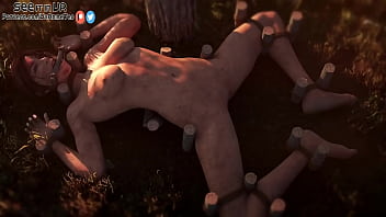 Lara from tomb rider ist getting hold to the ground and pounded