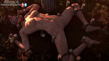 Lara from tomb rider ist getting hold to the ground and pounded