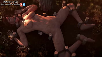 Lara from tomb rider ist getting hold to the ground and pounded