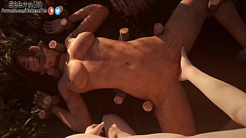 Lara from tomb rider ist getting hold to the ground and pounded