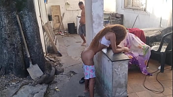 1° parte pequena enteada cozinho fudido ao ar livre