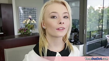 Petite stepsister tries to handle a thick cock