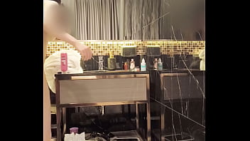 Dry hair after bathing of japanese slender