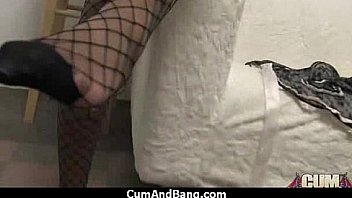 Ebony chick fucked hard in group sex action 23