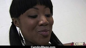 Ebony chick fucked hard in group sex action 23