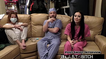 Blaire celeste gives two blowjobs before getting blasted with cum