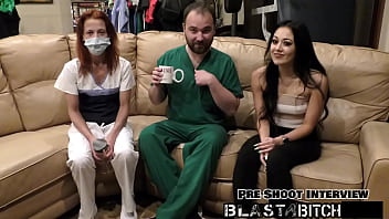 Blaire celeste gives two blowjobs before getting blasted with cum