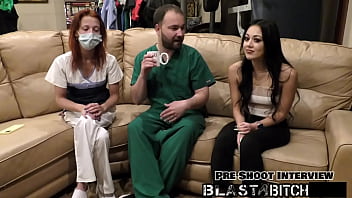 Blaire celeste gives two blowjobs before getting blasted with cum