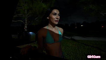 Hitchhiking slut thanks fat cock for a ride