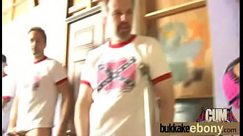 Ebony gets fucked in all holes by a group of white dudes 6