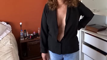 Stepson records me while i dress and show off in lingerie he wants to fuck me