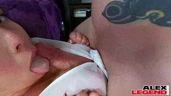 Busty babe chris tang uses her talented mouth to massage a huge dick