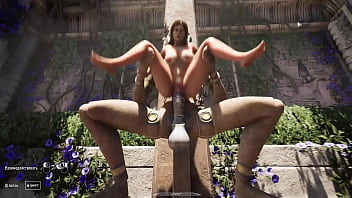 The ancient statue awakened and began rhythmically fucking lara croft