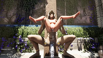 The ancient statue awakened and began rhythmically fucking lara croft