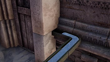 The ancient statue awakened and began rhythmically fucking lara croft