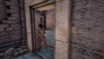 The ancient statue awakened and began rhythmically fucking lara croft