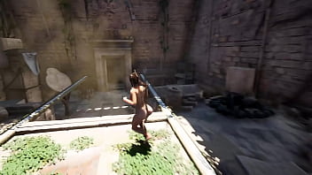 The ancient statue awakened and began rhythmically fucking lara croft