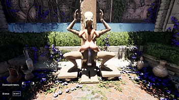 The ancient statue awakened and began rhythmically fucking lara croft