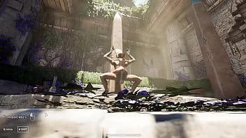 The ancient statue awakened and began rhythmically fucking lara croft