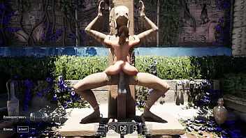 The ancient statue awakened and began rhythmically fucking lara croft
