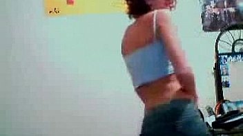 Busty coed redhead striptease for webcam