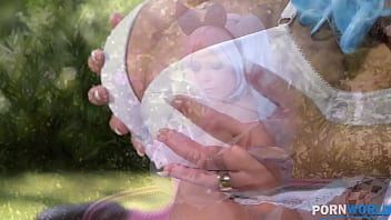 Busty carnival hot babe in costume unleashes her big tits