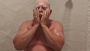 Grandpa taking a sexy shower