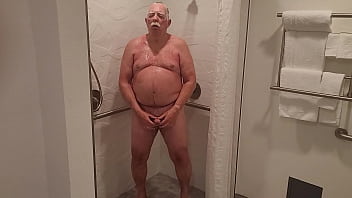 Grandpa taking a sexy shower