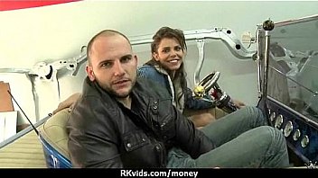 Stunning euro teen gets talked in to giving a blowjob for cash 6