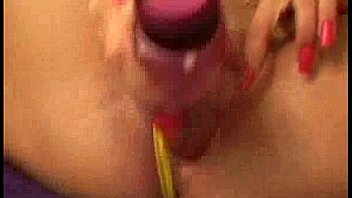 Flat dildo and handjob babe