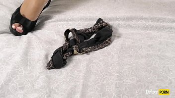 Fantastic tall brunette girl masturbates