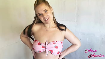 Public blowjob and cum swallow in garden