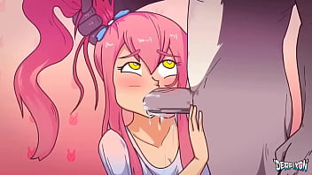 She's getting fucked by rabbit in room and she sucking his dick