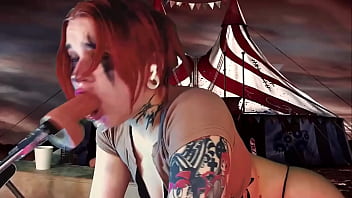 Deep and passionate throat blowjob from a redhead cosplayer
