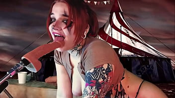 Deep and passionate throat blowjob from a redhead cosplayer