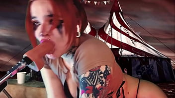 Deep and passionate throat blowjob from a redhead cosplayer