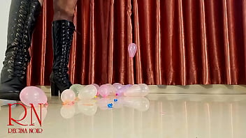 Small balloons pop with high heels boots cam 1