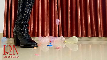 Small balloons pop with high heels boots cam 1