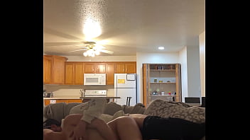 Horny babe needed a ride and fucked in backseat and couch